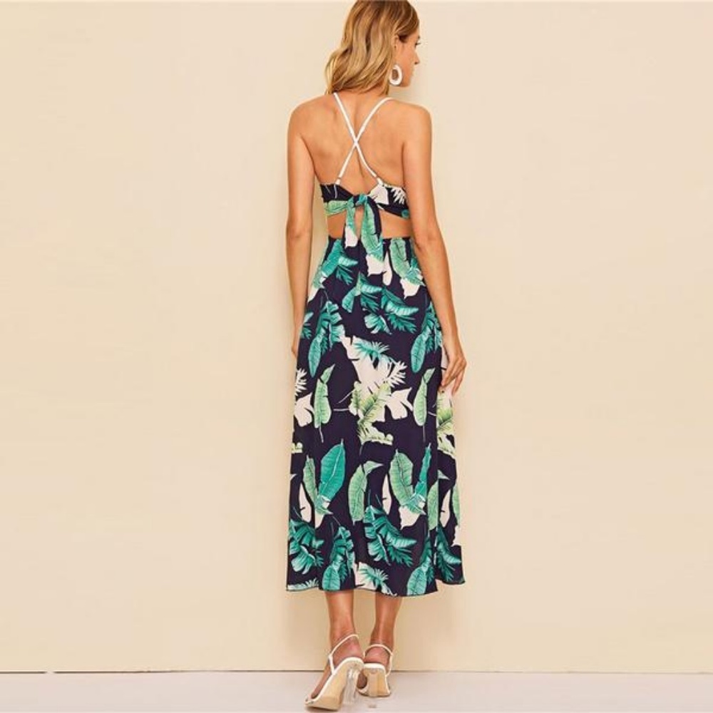 NWOT Jungle Asymmetrical Wrap Dress - Picture 2 of 3
